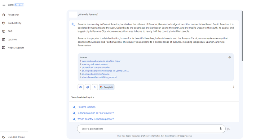 Pregunta: Inglés ¿Where is Panama? Español ¿Dónde está Panamá?