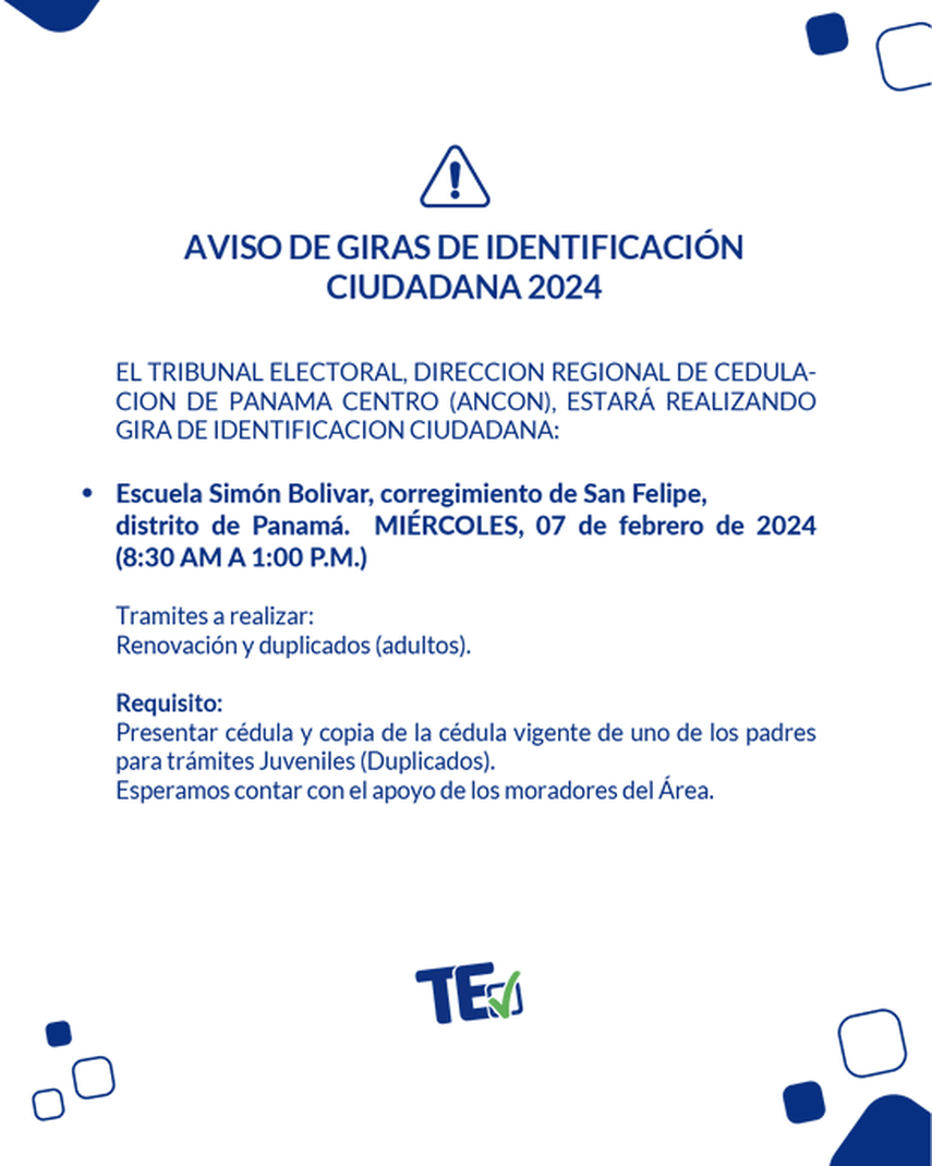 Giras de identificación ciudadana del Tribunal Electoral Giras de identificación ciudadana del Tribunal Electoral