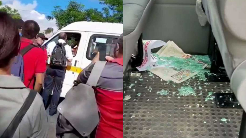 Transporte afectado por los manifestantes.