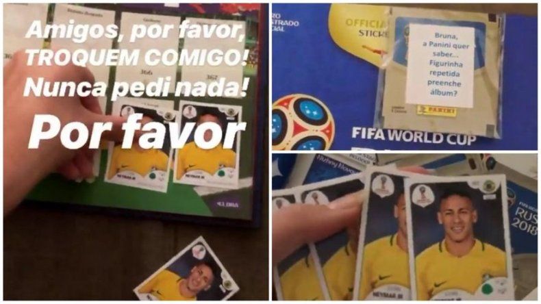 Novia de Neymar recibe decenas de cromos de él que cambia por cualquiera