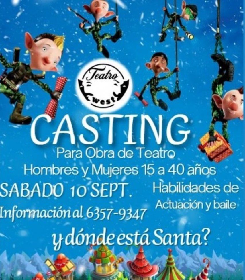 Audiciones para obra de teatro de Navidad en Panamá, el 10 de septiembre