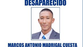 Reportan desaparición del joven de Marcos Antonio Madrigal.