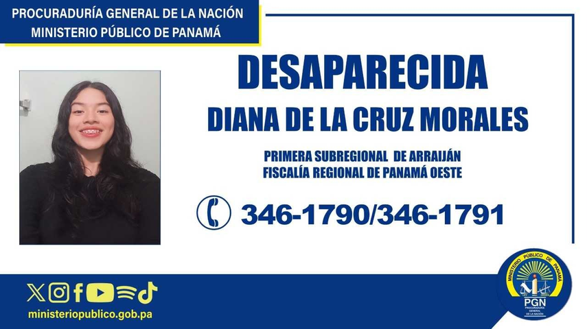 Ministerio Público reporta desaparición de estudiante universitaria Diana De La Cruz.&nbsp;