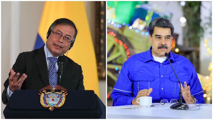 Combo de fotos de los presidentes de Colombia y Venezuela