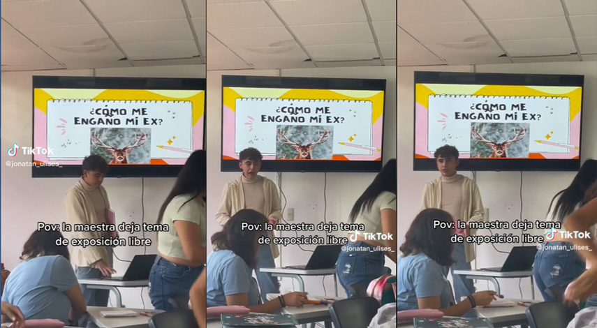 Estudiante expone en clase cómo lo engañó su ex