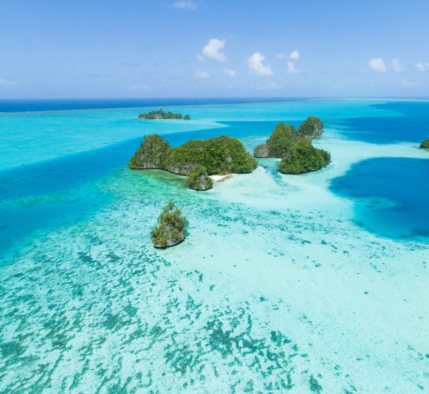 Vista del mar en el territorio de Palaos.