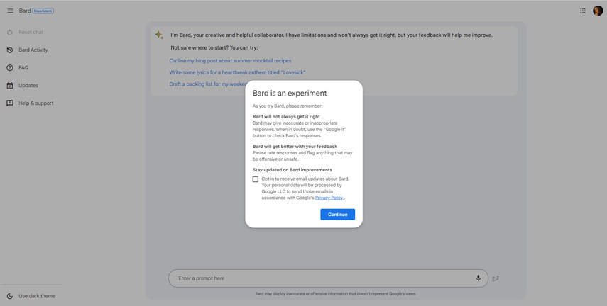 Bard es un experimento por el momento