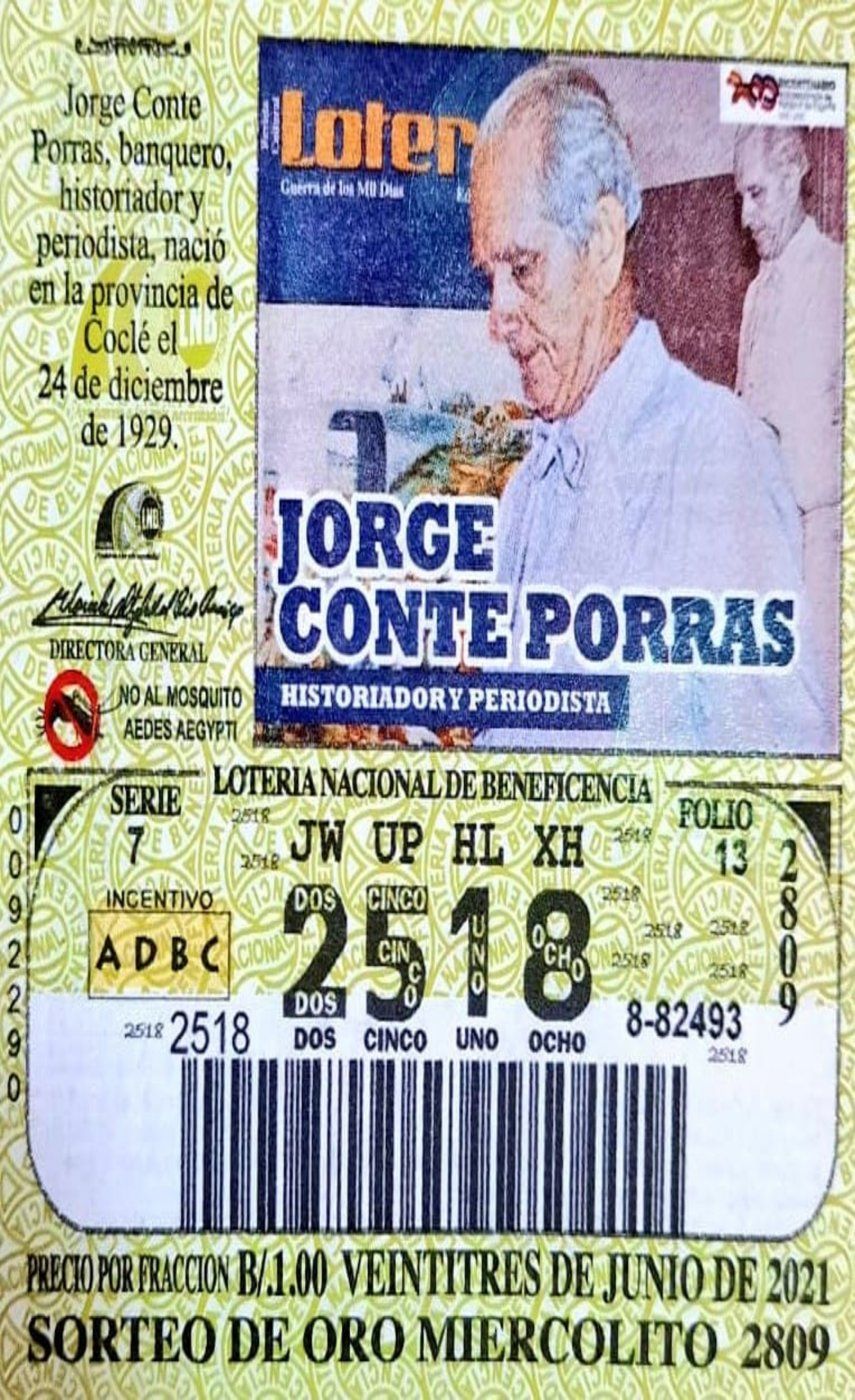 Billete del sorteo de hoy de la Lotería Nacional de Beneficencia (LNB).