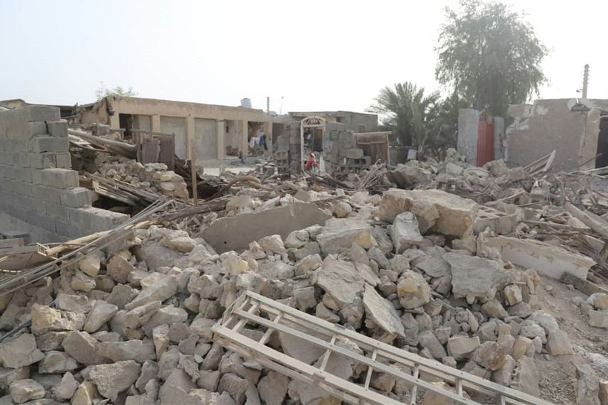 Vista de la destrucción después de un terremoto de magnitud 6.0 en la aldea de Sayeh Khosh en la provincia de Hormozgan
