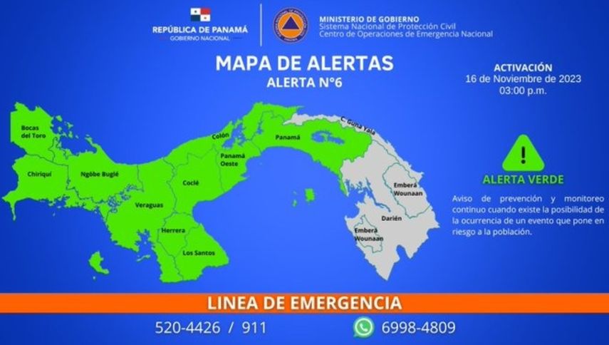 Sinaproc actualiza alertas, mantiene amarilla en Los Santos