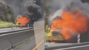 Las increíbles imágenes de un camión incendiado en la Autopista Panamá-Colón.