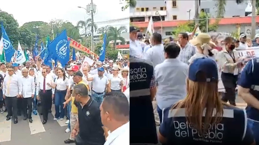 Estudiantes y profesores de la UP marchan pacíficamente hasta el MEF.