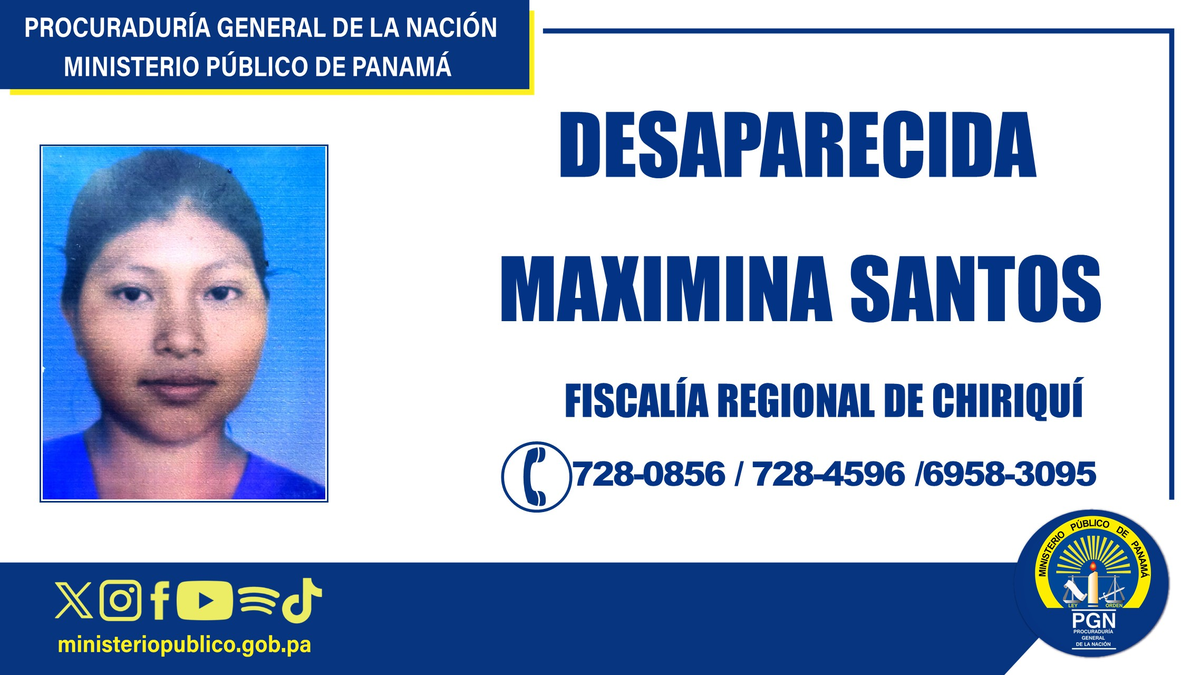 Ministerio Público solicita ayuda para ubicar a la joven Maximina Santos. Ministerio Público solicita ayuda para ubicar a la joven Maximina Santos.