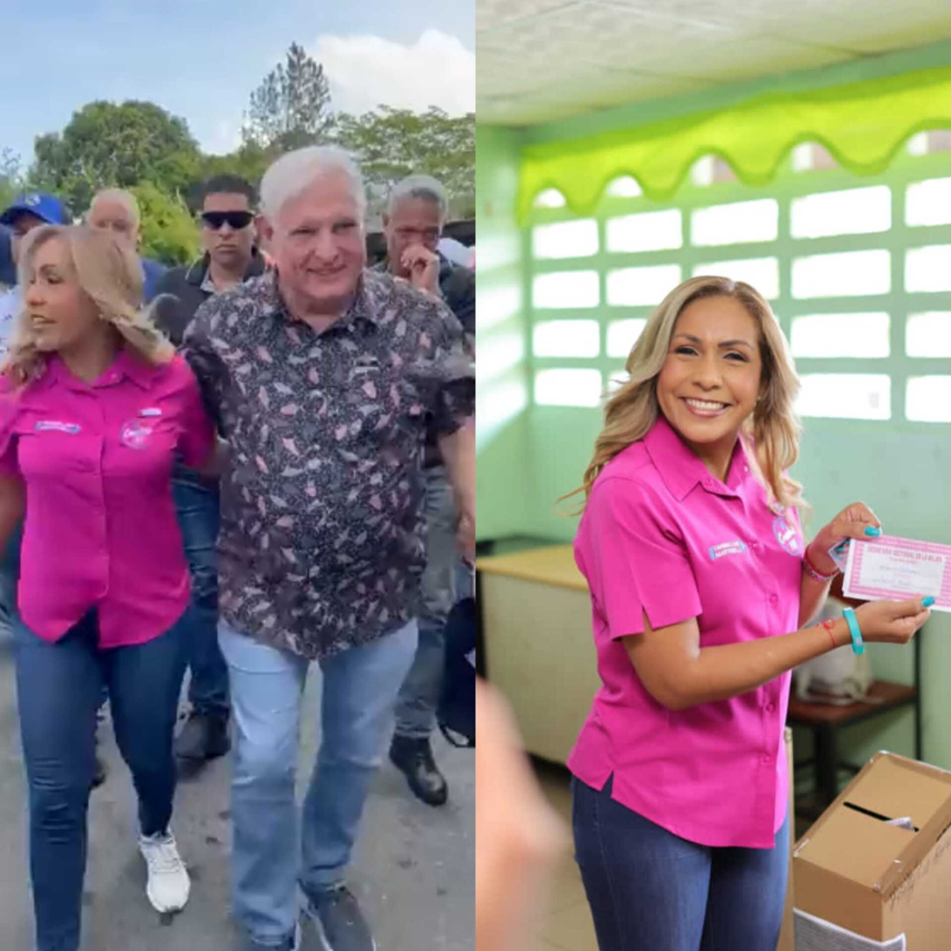 Yanibel Abrego ejerció el voto en compañía de Ricardo Martinelli.
