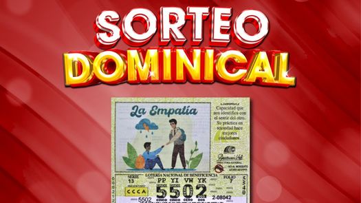 Resultados del sorteo dominical de la Lotería Nacional.
