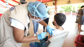 inició en el Domo delParque Omar, la segunda jornada de vacunación pediátrica contra el Covid-19.