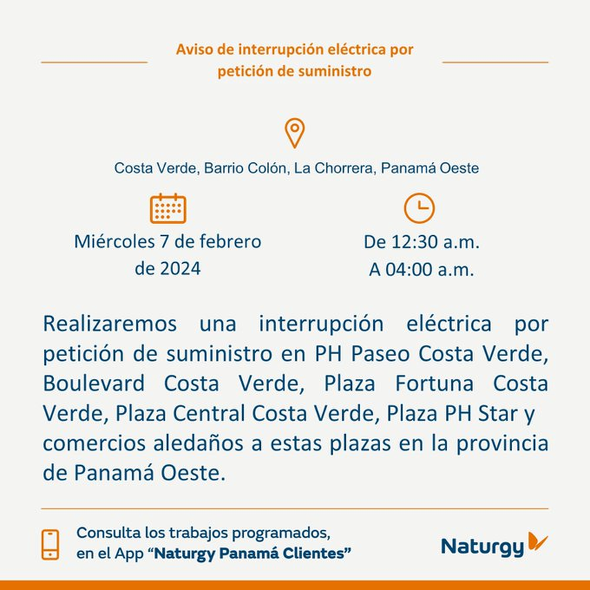 Naturgy dejará sin luz a comunidades de Panamá Oeste Naturgy dejará sin luz a comunidades de Panamá Oeste