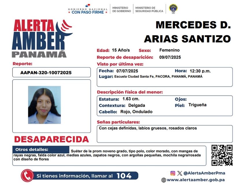 Activan Alerta Amber tras desaparición de una menor.