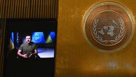 El presidente de Ucrania, Volodimir Zelenski, se dirige en la 77ª sesión de la Asamblea General de las Naciones Unidas en la sede de la ONU en la ciudad de Nueva York.