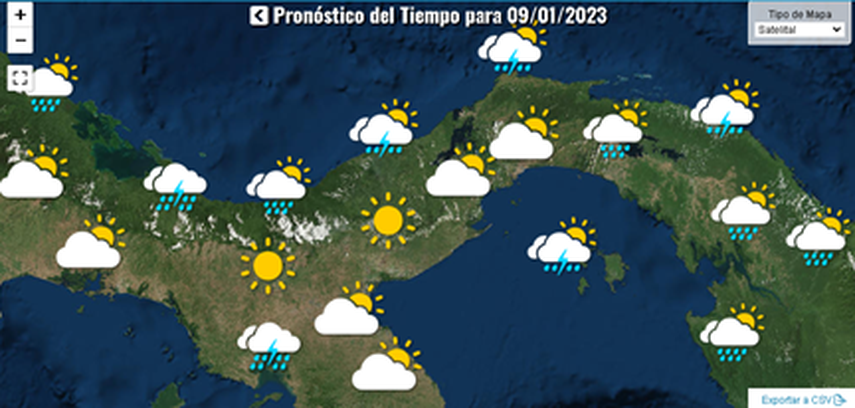 Gráfica del clima para el lunes 9 de enero