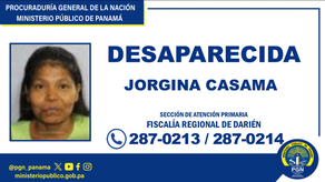 Ministerio Público busca a mujer desaparecida en Darién.