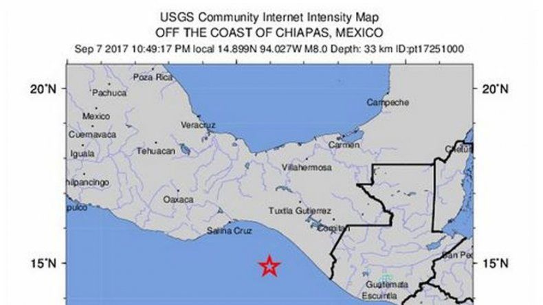 Siete réplicas en Guatemala tras terremoto originado en México