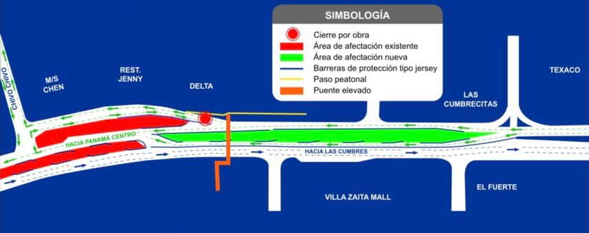 Desvíos por construcción de pórticos para extensión de la Línea 1 del Metro.