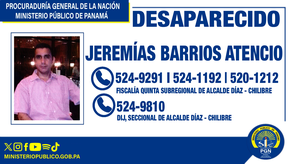 Ministerio Público investiga desaparición de Jeremías Barrios.