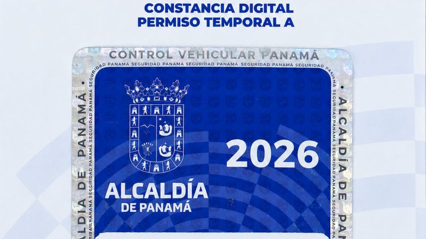 Calcomanías vehiculares temporales de la Alcaldía de Panamá.