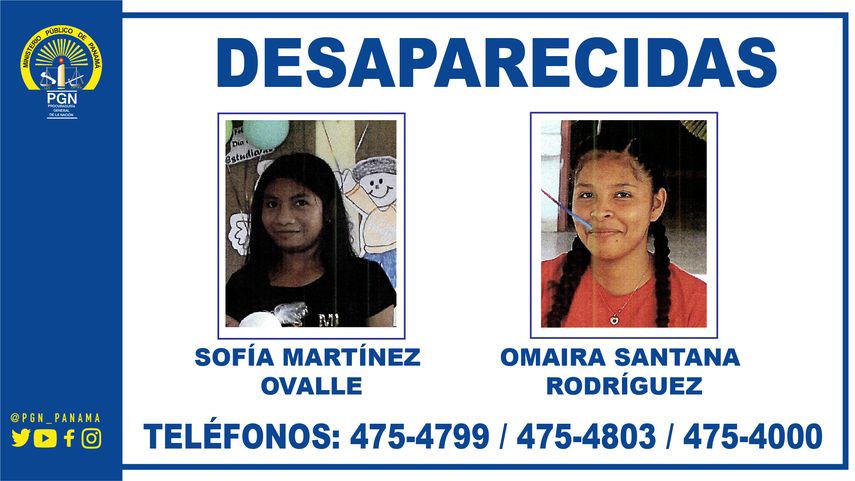 ¡Desaparecidas! Ministerio Público solicita ayuda para ubicar a dos menores de edad