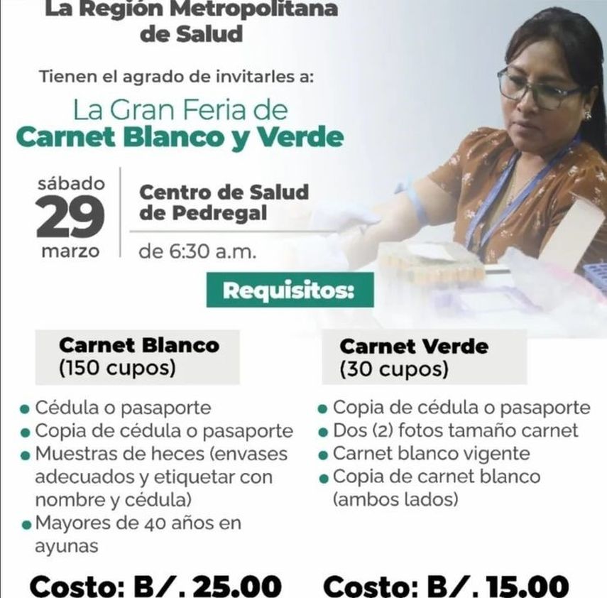 MINSA llevará a cabo la feria para la emisión de carnet blanco y verde este sábado. MINSA llevará a cabo la feria para la emisión de carnet blanco y verde este sábado. 
