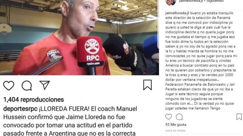 Jaime Lloreda le responde al técnico del quinteto nacional con fuertes declaraciones