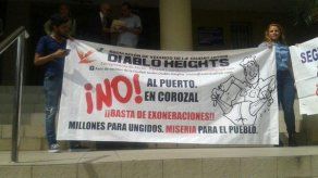 Residentes de Diablo protestan en rechazo a construcción del Puerto de Corozal