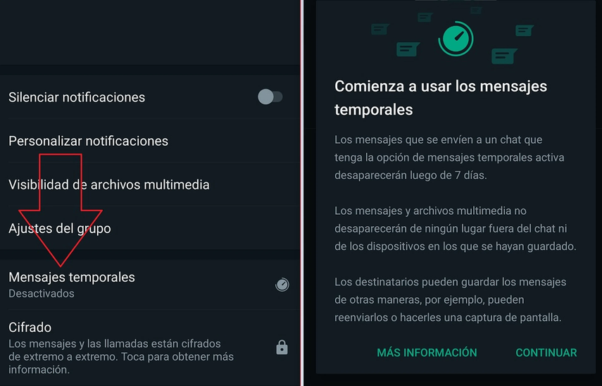 Mensajes Temporales de WhatsApp