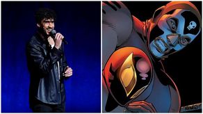 Composición de fotos de Bad Bunny y el personaje El Muerto.