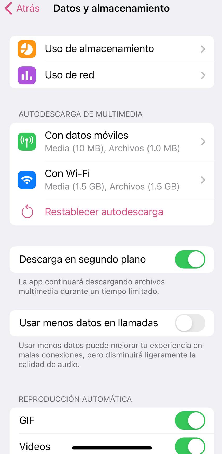 Accede a Uso de almacenamiento.