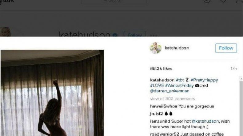 Kate Hudson: la úiltima en desnudarse en Instagram