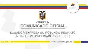 Ecuador rechaza informe EEUU