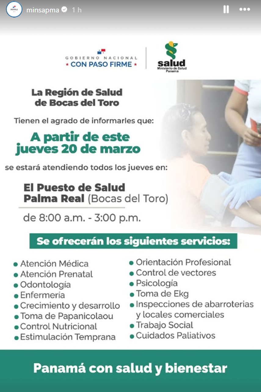 El MINSA habilita nueva atención en la región de salud de Bocas del Toro. El MINSA habilita nueva atención en la región de salud de Bocas del Toro.