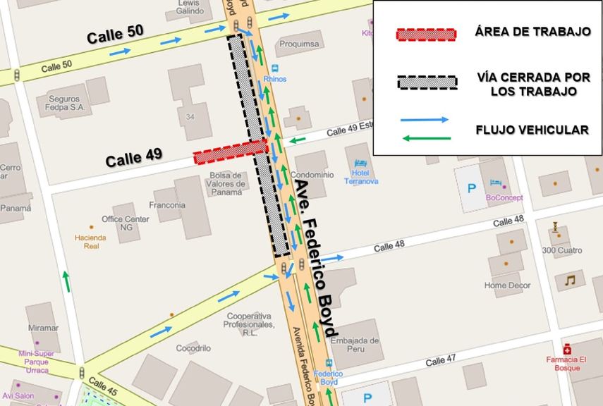 Se estarán desarrollando trabajos de “Renovación de 95 metros de tubería de 8 pulgadas de diámetro de la red danitaria en calle 49”.