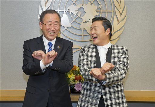 PSY baila el Gangnam Style con secretario general de la ONU