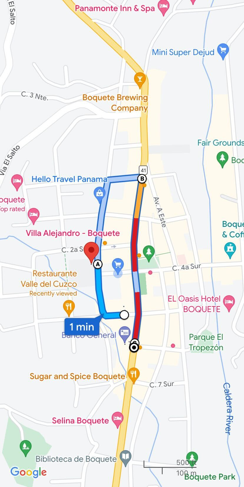 Ruta del desfile en Boquete.