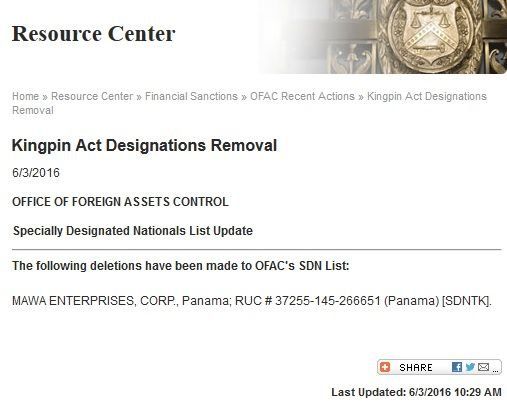 OFAC retira de Lista Clinton a empresa vinculada a Grupo Waked
