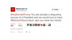 McDonalds denuncia pirateo informático en tuit contra Trump