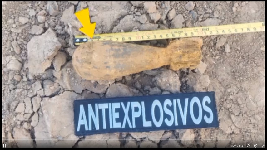 Granada de mortero fue recuperada por la Policía Nacional.