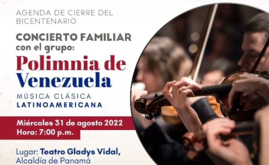 Concierto familiar de música clásica en el Teatro Gladys Vidal, el 31 de agosto
