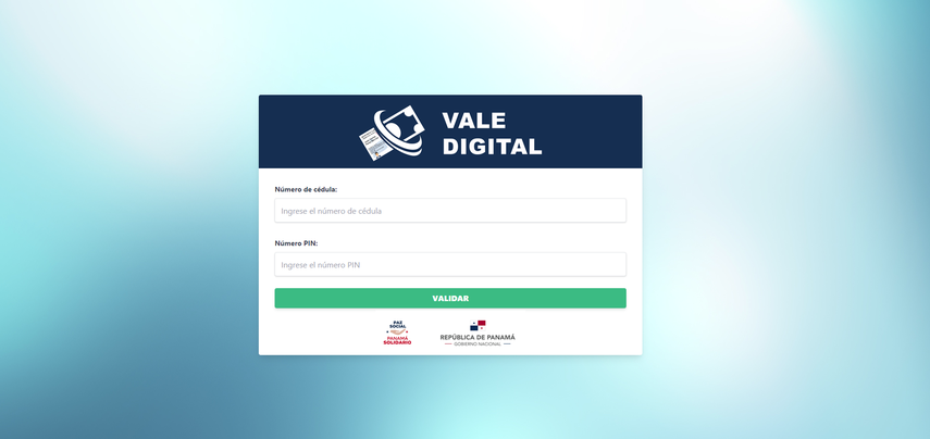 Porta Panamá Solidario para verificar el Vale digital.