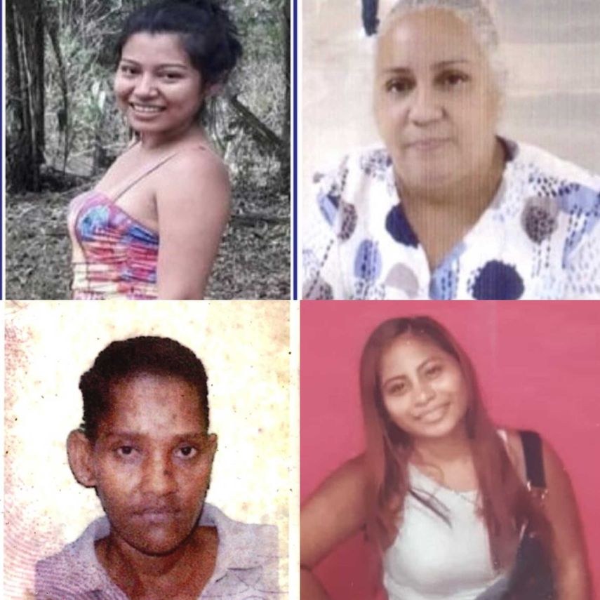 Mujeres desaparecidas Imagen superior izquierda: Astrid Tugry Imagen superior derecha: Ibeth Piñero Imagen inferior izquierda: Yudi Muñóz Imagen inferior derecha: Yaneliz Ruíz