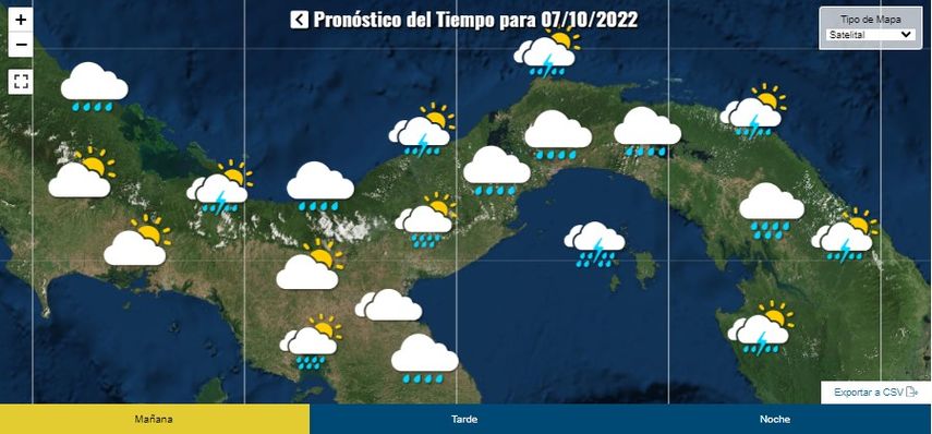Clima en Panamá hoy, 07 de octubre