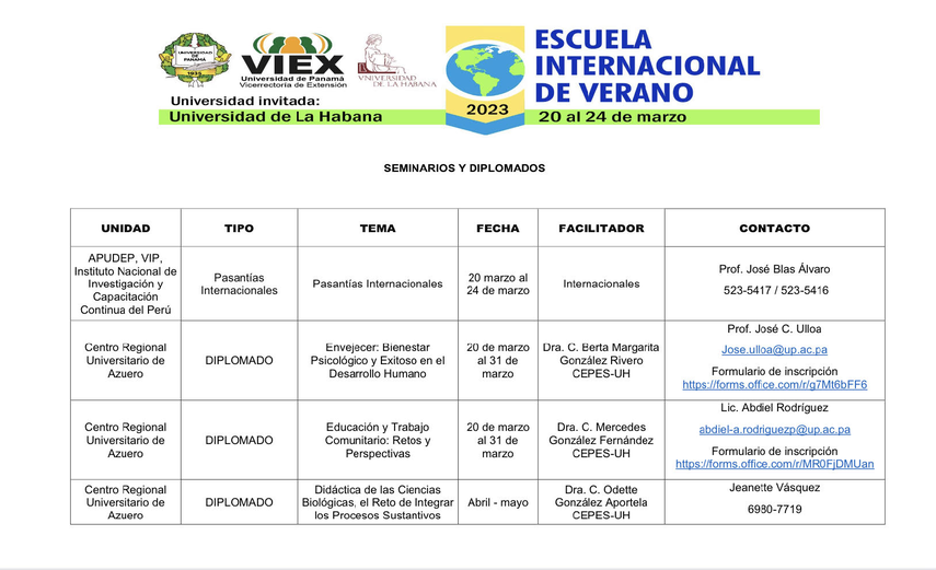 Escuela Internacional de Verano de la UP: ¿Cuándo es?
